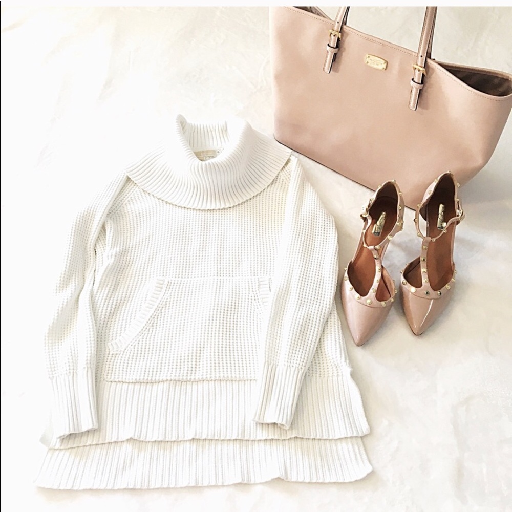 Michael Kors white cream cowl turtle neck sweater